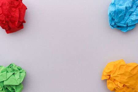 Colorful paper balls in corners. Idea Concept.の写真素材
