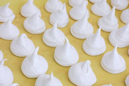 Lot of homemade meringue. Close up.