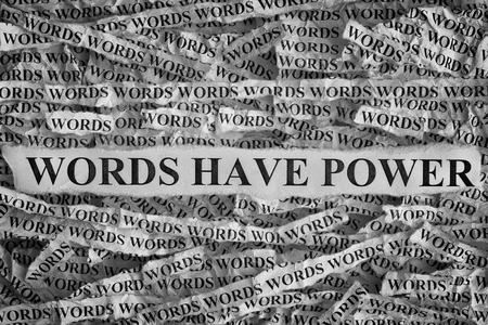 Torn pieces of paper with phrase Words Have Power. Concept Image. Closeup.の写真素材