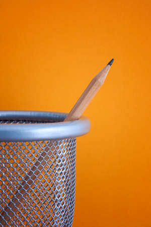 Pencil in a bin. Close up.