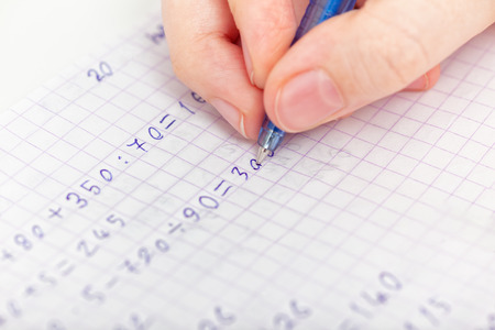 Child Doing Math. Close up