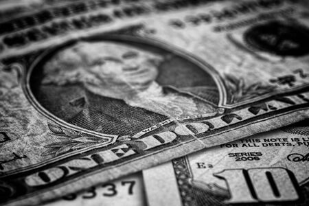United States Dollars. Black and White. Close up.の写真素材