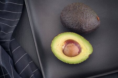 Avocado in a plate. Top view.