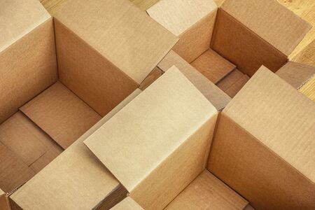 Empty cardboard boxes. Close up.