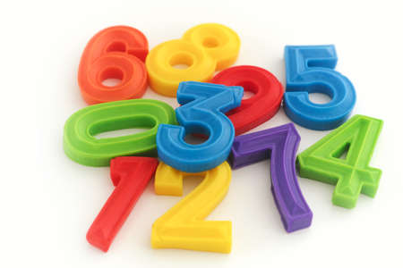 Colorful number set made out of polymer clay. Close up.の写真素材