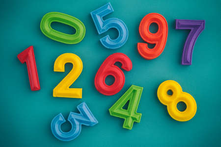 Colorful number set made out of polymer clay. Close up.の写真素材