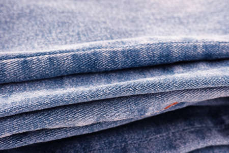 Closeup of blue denim background. Close up.