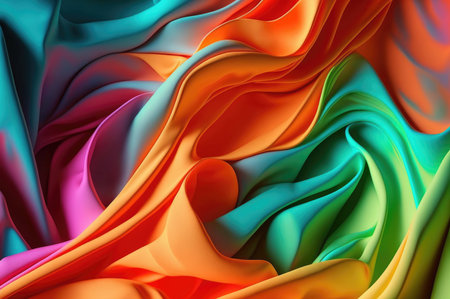 A background of colorful folded fabric. Created with Generative AIの素材
