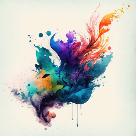 An abstract colourful watercolor splash background. Created with Generative AI.の素材