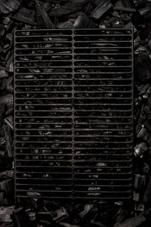 Coal backgraund withe black grate black background top viewの写真素材