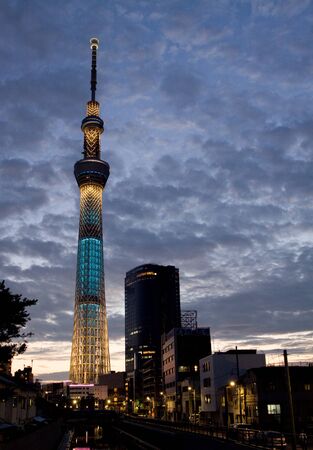 skytree night view from jukken bridgeのeditorial素材