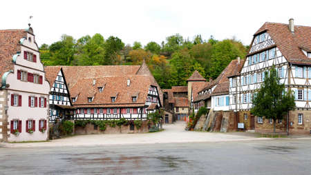 Maulbronn, Germany, October 7, 2020, Half-timbered houses in the UNESCO World Cultural Heritage Site Maulbronn Monastery, Baden-Wuerttemberg Germanyのeditorial素材