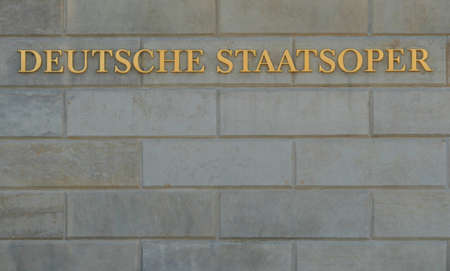 Berlin, Germany, April 30, 2021, lettering in gold letters at the Deutsche Staatsoper (German state opera) Unter den Lindenのeditorial素材