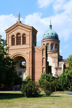 Berlin, Germany, June 17, 2021, torso of St. Michael Church, partially destroyed in war.の写真素材