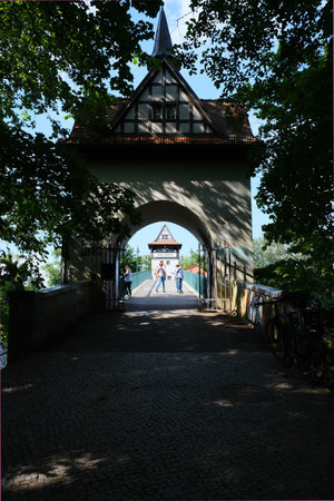 Berlin, Germany, July 2, 2021, view of the access bridge to Berlin Island, a popular event venue.のeditorial素材