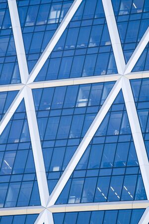 Close up shot of a blue building.