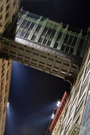 Beautiful green bridge between two buildings. Verticalの写真素材