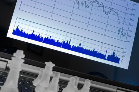 Chess and stock market diagram. Business concept.