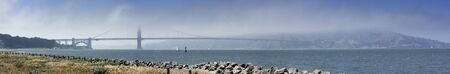 Panoramic shot of the Golden gate bridge in San Fransisco. Horizontal shotの写真素材