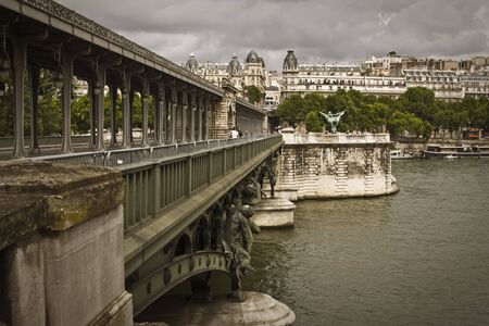 Quaie branly in Paris. Bridge made by Gustave Eiffel.の写真素材