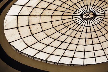 Architecture detail of a glass roof in a building. Horizontal shot.