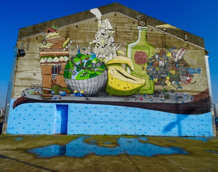 graffiti on a house with lÃ Â © vegetables at Nantesのeditorial素材