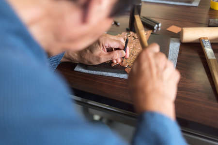 Iiyama, Nagano / JAPAN - SEPTEMBER 2, 2018: Visit at Washimori Metal WorksIiyama's butsudan,...