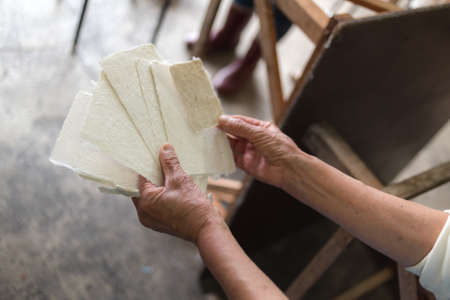 Iiyama, Nagano / JAPAN - SEPTEMBER 2, 2018: Iiyama City has produced uchiyama-gami, a type of traditional Japanese paper, for more than 350 years. Taking advantage of snowy natural surroundings, the studio uses techniques passed down for generations.のeditorial素材