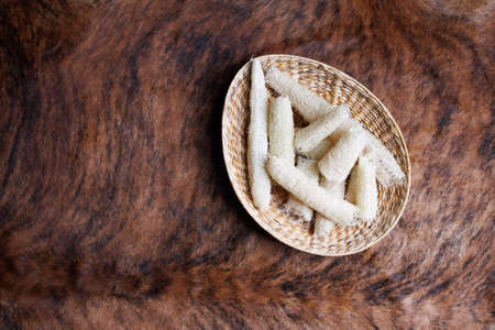 Natural home grown luffa in a basket
