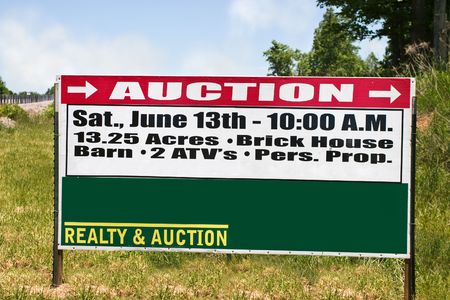 real estate auction sign for family farmの写真素材