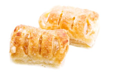 Apple strudel pastries on a White Background の写真素材