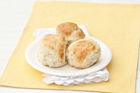Freshly made from scratch buttermilk biscuits. Shallow DOF. の写真素材