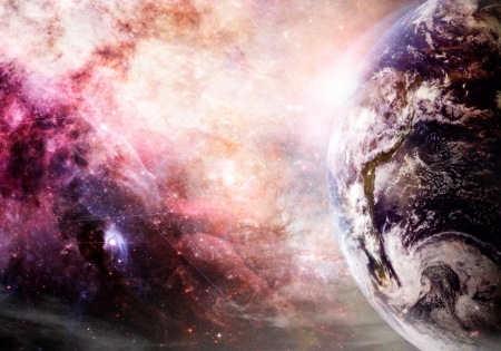 Artist rendition of Earth and galaxy at creation 