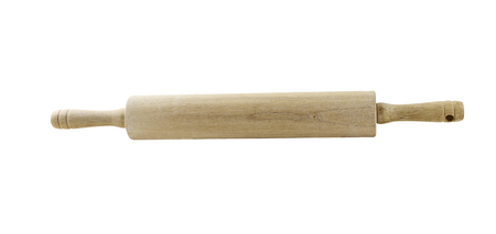 Old wooden rolling pin isolated over a white background.の写真素材