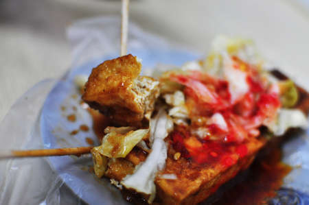 Taiwan Street Food Taufu beancurd on a plateの写真素材