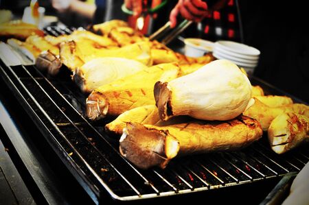 Grill Giant Mushroom Street Foodの写真素材