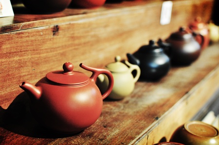 Tea Pot in a rowの写真素材