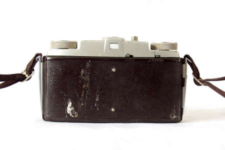 close up of old vintage film camera backの写真素材