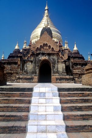 Temple With a golden Roof in Bagan Area,Myanmarの写真素材