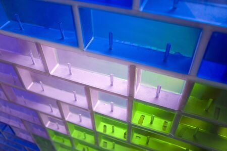 Illuminated  glass blocks with different colorsの写真素材
