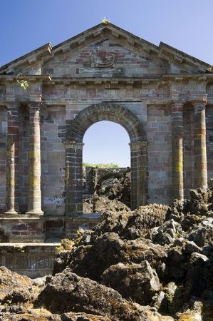Part of a ruined church near Urupan, Mexicoの写真素材
