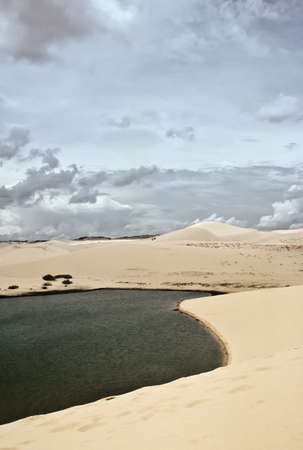 Green Lake in the dunes near Mui Ne, Vietnamの写真素材