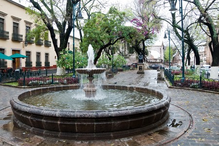 Fountain in the historic city of Morelia, Mexicoの写真素材