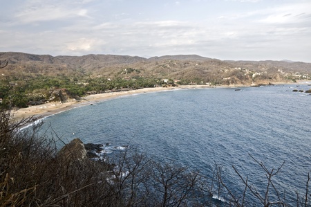 Panoramic view of Mazunte Beach, Oaxaca, Mexicoの写真素材