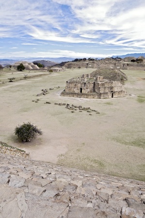 View over the ancient city of Monte Alban, Mexicoの写真素材