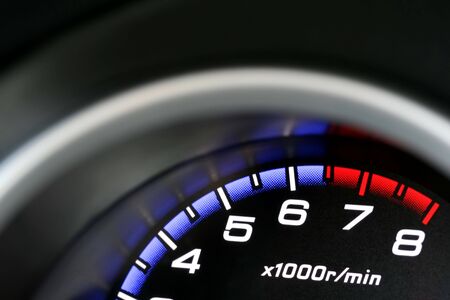 an illuminated car dashboardの写真素材