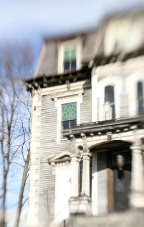 A spooky haunted house with lens blur