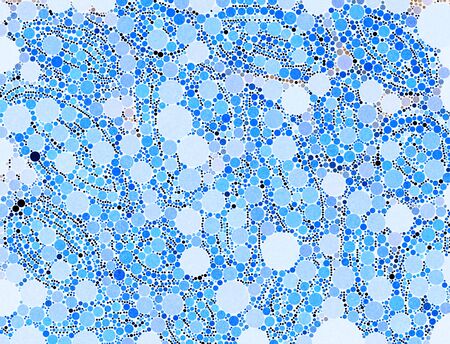 A blue polka dot patterned background graphic