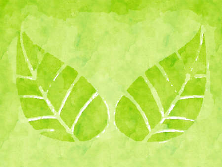 Green leaf watercolor backfrond image for graphic design, web design