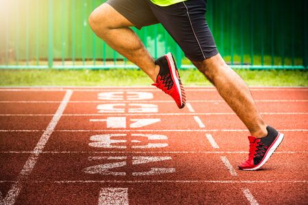 Athlete crossing finish line.competition concept